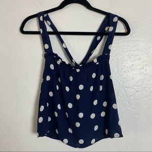 Anthropologie Maeve Navy Blue White Polka Dot Crop SwingTank 8